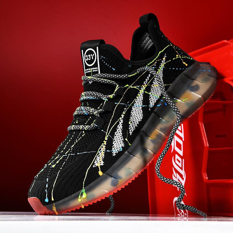 荧光椰子鞋男2022年秋季新款网面透气薄款轻软底学生夜光跑步鞋askl