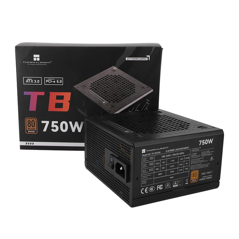 Thermalright(利民)  额定750W TR-TB750S 铜牌认证  日系大电容 14CM小机身 ATX电源 80PLUS铜牌认证