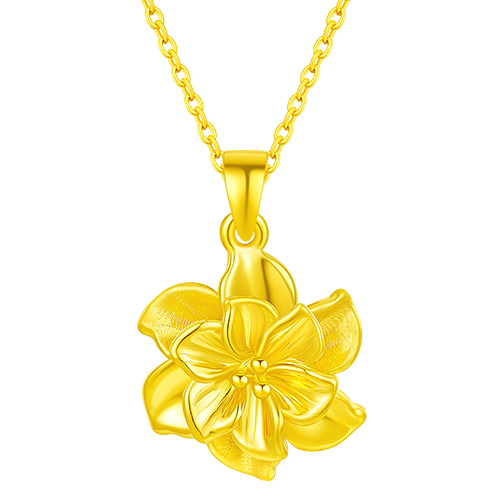 中国黄金（CHINA GOLD）黄金百合花项链女足金吊坠金挂坠锁骨链生日礼物送女友送爱人 足金百合花吊坠 约1.7g赠S925银链情人节礼盒