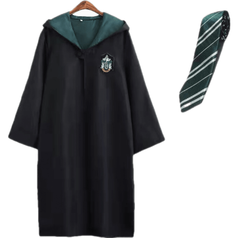 众舰行哈利波特衣服cos服全套学院长袍儿童魔法袍表演校服装巫师袍周边 斯莱特林魔法袍+领带 儿童(155型号)