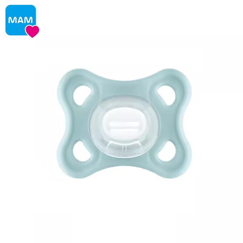 美安萌MAM comfort全硅膠安撫奶嘴一體0-6個(gè)月新生兒嬰兒超軟新扁頭超輕 灰綠色 3個(gè)月以上 1只裝