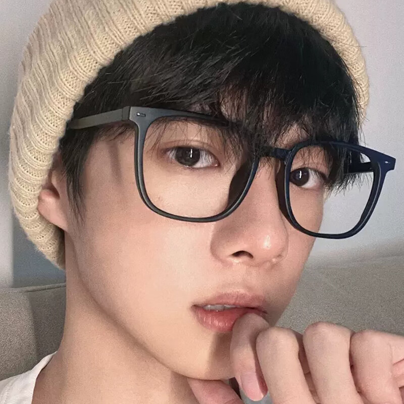 依岚傲雪黑框眼镜男款超轻近视可配有度数方框大脸黑色平光大框眼睛