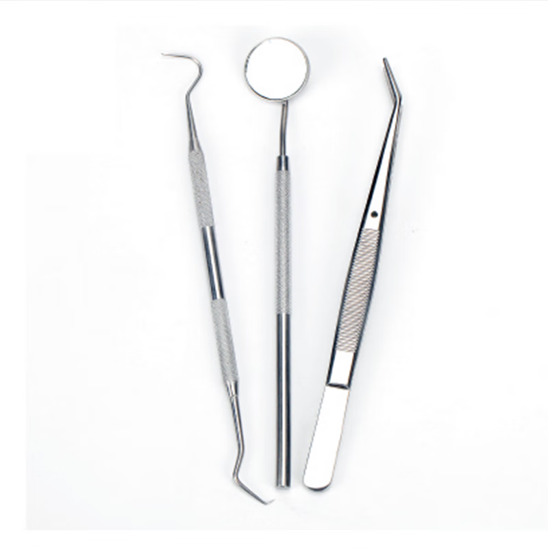 牙科器械套装 定位镊子 平光口镜 牙探针 必备口腔器械 专业口腔护理