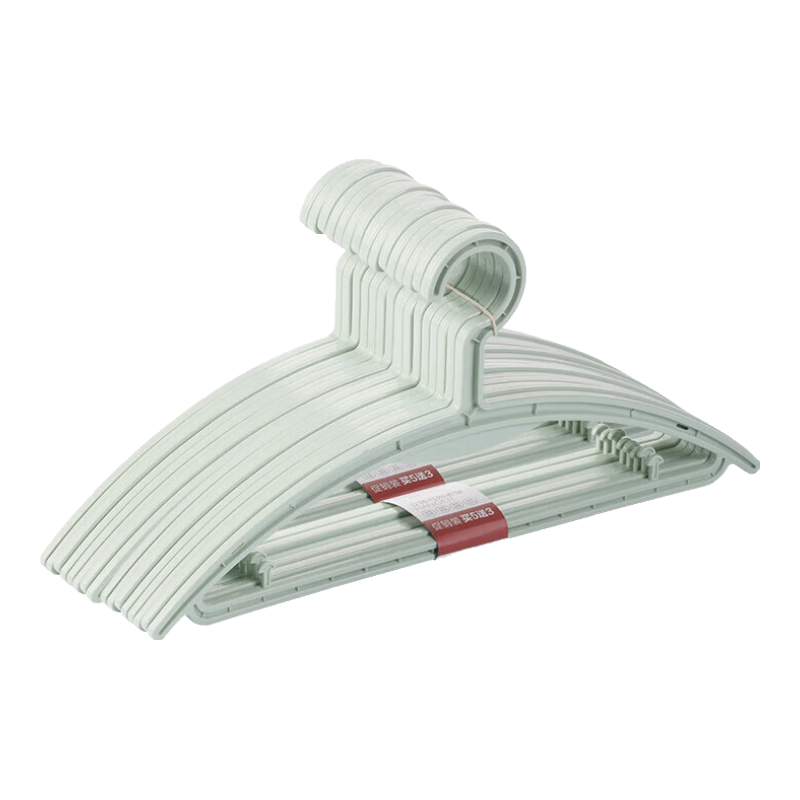 茶花衣架无痕晾衣架子塑料衣挂干湿两用衣撑家用晒衣服架防滑8只 绿色