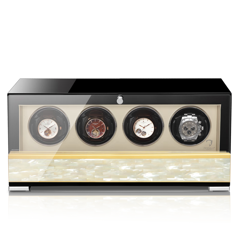 默達咯（MODALO）進口搖表器4表位機械搖表盒養(yǎng)表神器家用新款自動上鏈 4表位/天然貝/新款