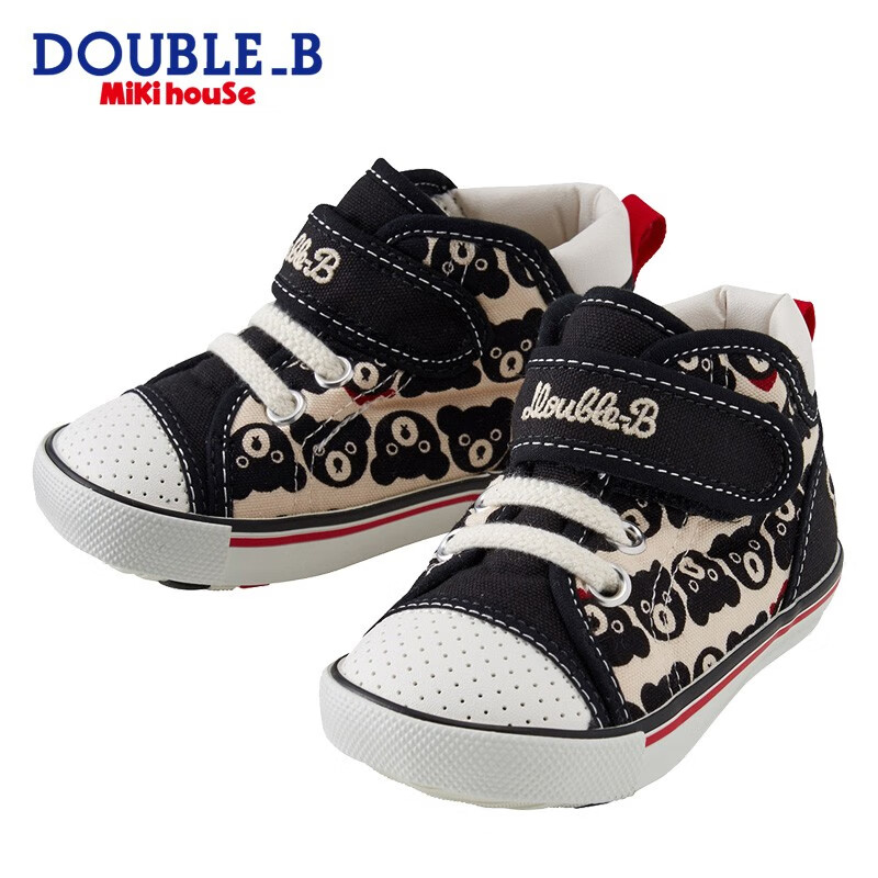 Mikihouse Double_B 童鞋婴幼儿学步鞋满熊＆星星学步鞋 黑色 14.5cm二段