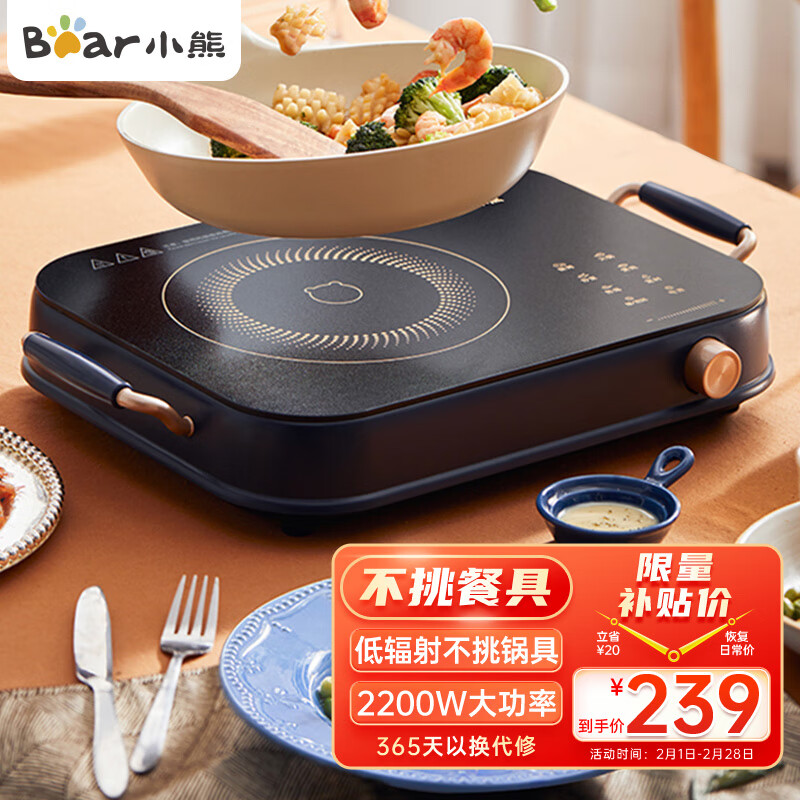 小熊(Bear)电磁炉电陶炉煮茶大功率低辐射内外双环家用2200W电磁灶电火锅炉DTL-A22G2