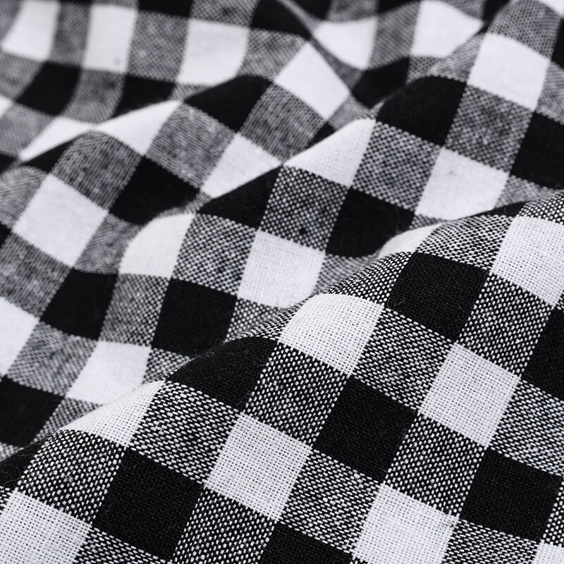 伴玥 panoyo纯棉格子布料服装面料黑白红白小方格衬衣桌布窗帘布手工