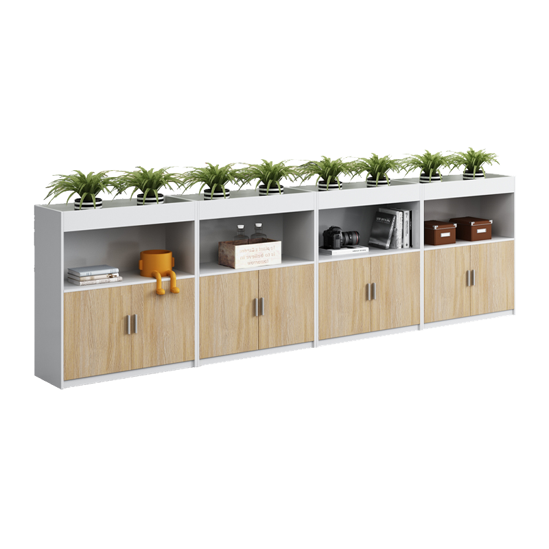 锡田 办公家具 低柜 矮柜 储物柜 办公室隔断柜置物架花槽柜屏风隔断墙文件柜木质简约  八门花槽柜