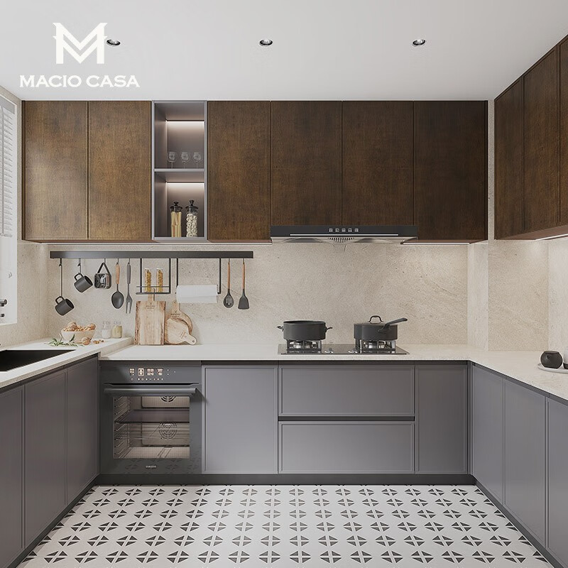 玛格(macio)玛格橱柜定制工业风整体厨房橱柜u型石英石台面灶台柜定做