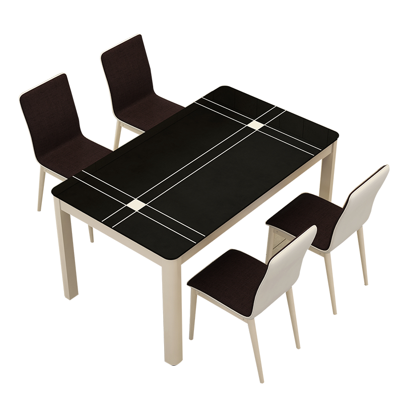 凡社 餐桌 钢化玻璃餐桌椅 小户型4人6人组合现代简约饭桌餐厅桌子 120*70cm黑色 FJCWB3