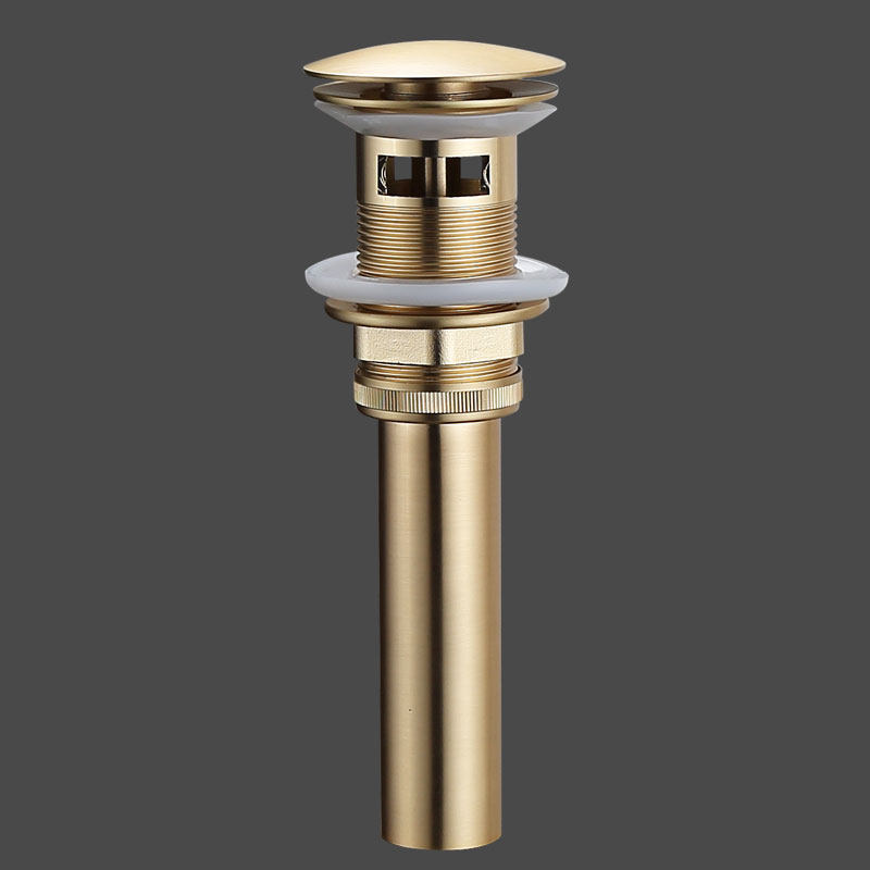 器拉丝金全铜洗脸盆弹跳式下水器浴室柜金色洗手池大蘑 拉丝金有口