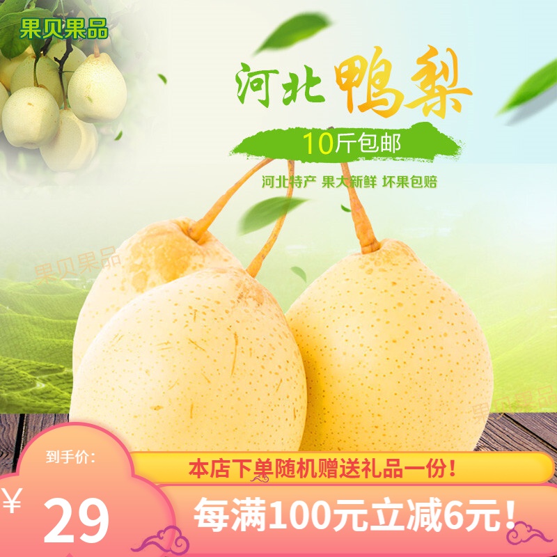 河北鸭梨水晶梨3 5带箱10斤新鲜白梨子赵县特产水果净重8斤天津梨
