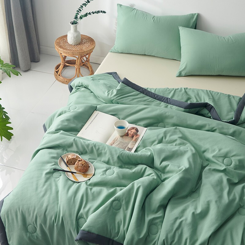 多喜爱家纺可水洗空调被大豆纤维夏薄被可机洗夏凉被夏被床上用品 亲肤水洗20%大豆纤维夏被(绿) 229*230cm 1.8米床
