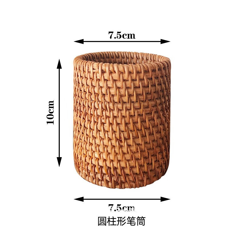 文具收纳盒手工编织插笔筒茶道配件创意学生笔筒手工编织 圆柱笔筒