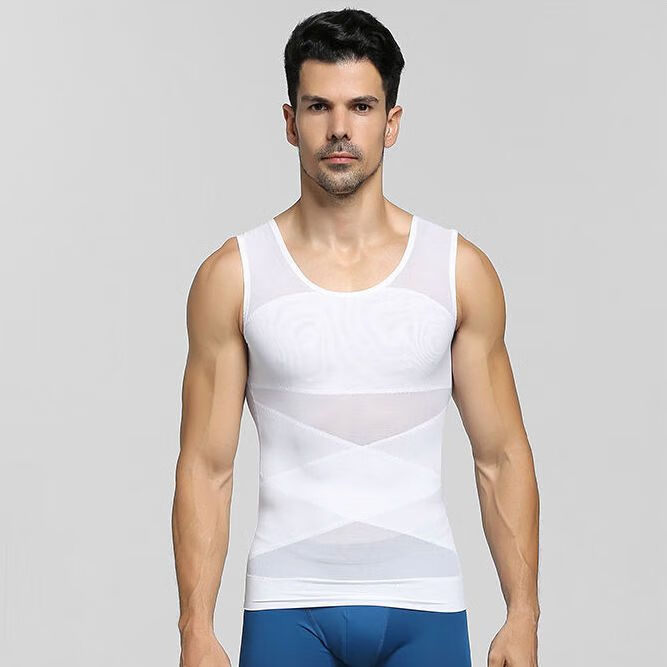 藏肉神器男雌化胸胖子男士收腹背心束身束胸透气网布束肚子弹性修身拉