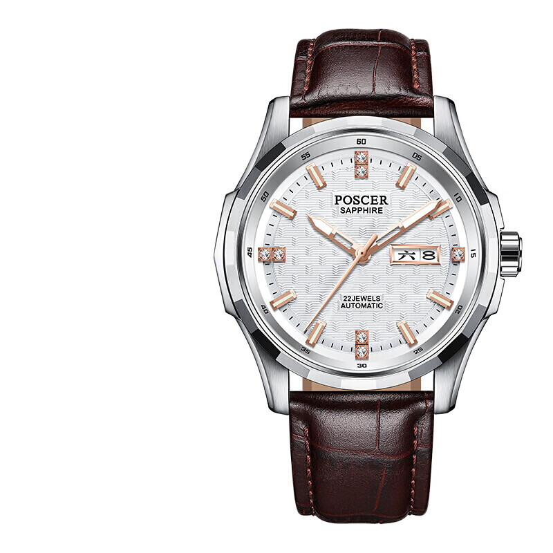 宝时捷(poscer)男士手表 情人节礼物全自动机械表商务休闲简约皮带