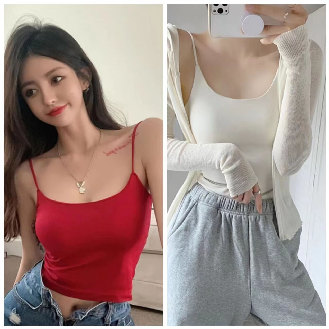 遥芷胸大性感超低胸上衣漏露沟体恤血丅雪衫短款辣妹纯欲风纯色小吊带