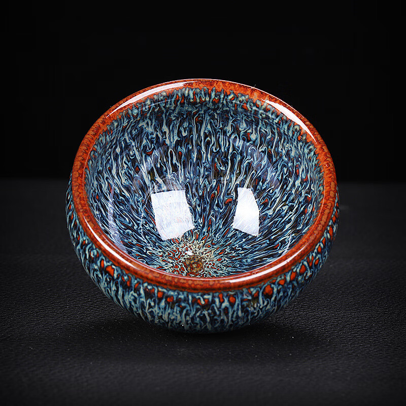 建盏原矿釉铁胎天目手工窑变名家孔雀茶盏主人杯个人单杯 曾伟朱雀