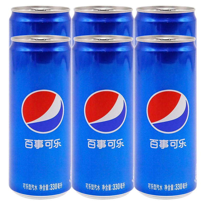 百事可乐  碳酸饮料可乐 饮料 百事细长罐可乐330ml*6罐 细长罐