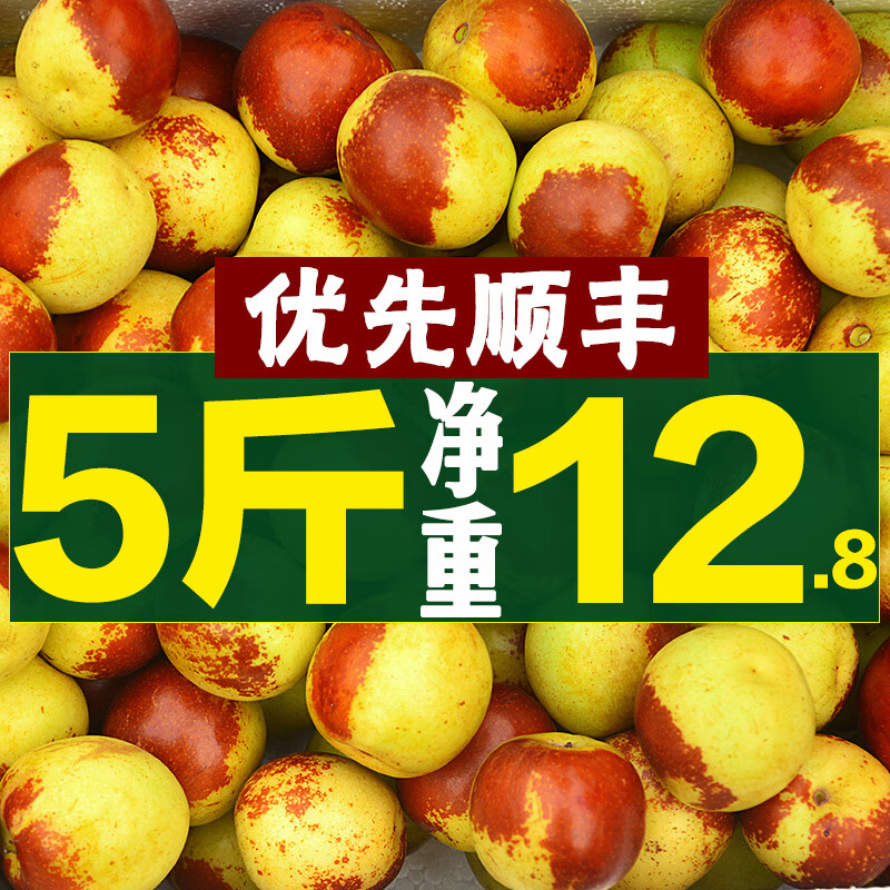 新鲜水果冬枣山东沾化当季整箱5斤现摘现发青枣脆甜多汁枣子新鲜 5斤