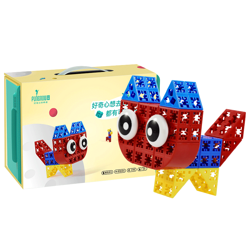 四喜人品果大颗粒缤纷积木3d六面拼装早教启智拼插新年礼物 探索者1号