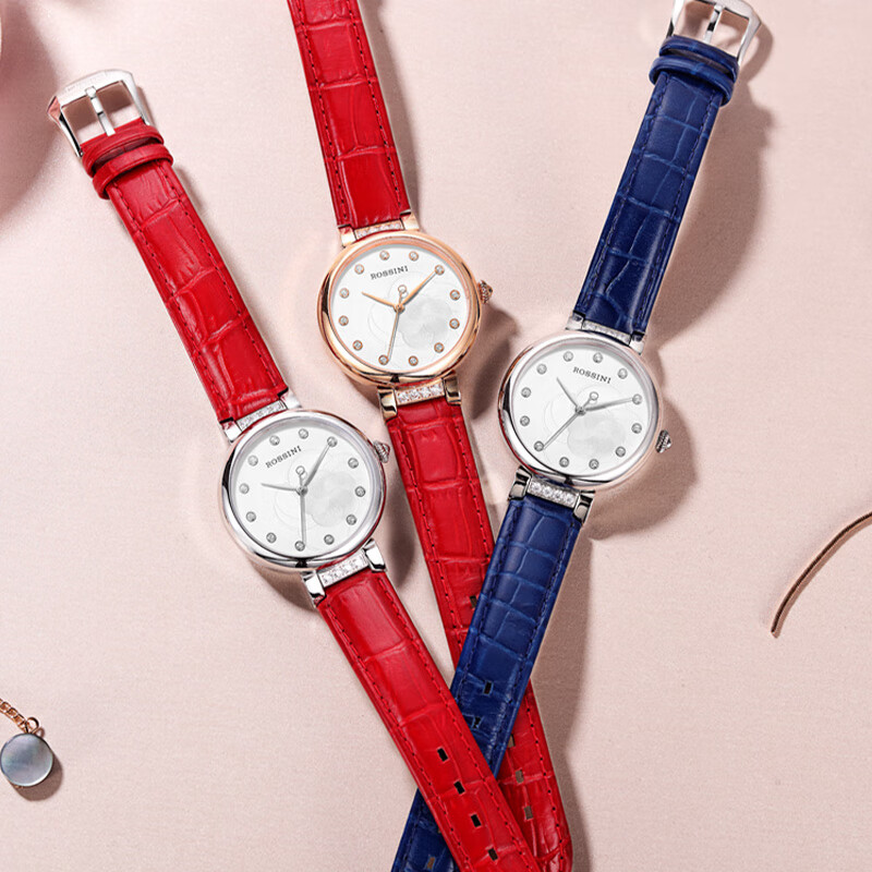 罗西尼表带 原装罗西尼chic系列手表红色蓝色皮带石英女士手表516732