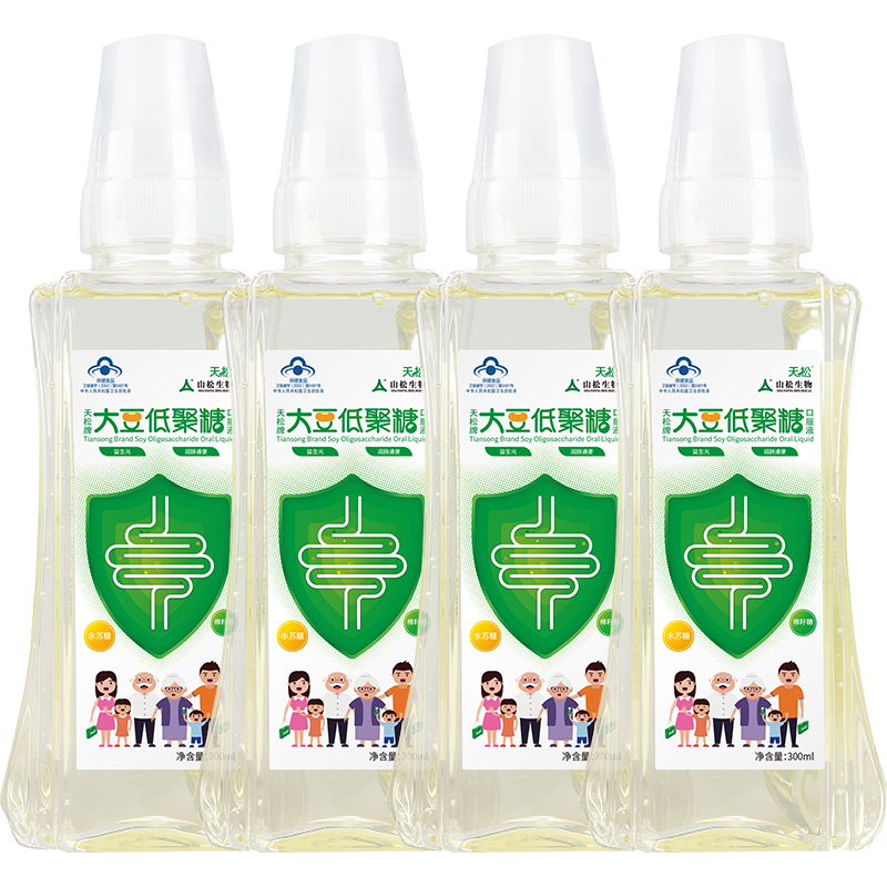天松大豆益生元低聚糖300ml*4瓶適用便秘者潤腸通便