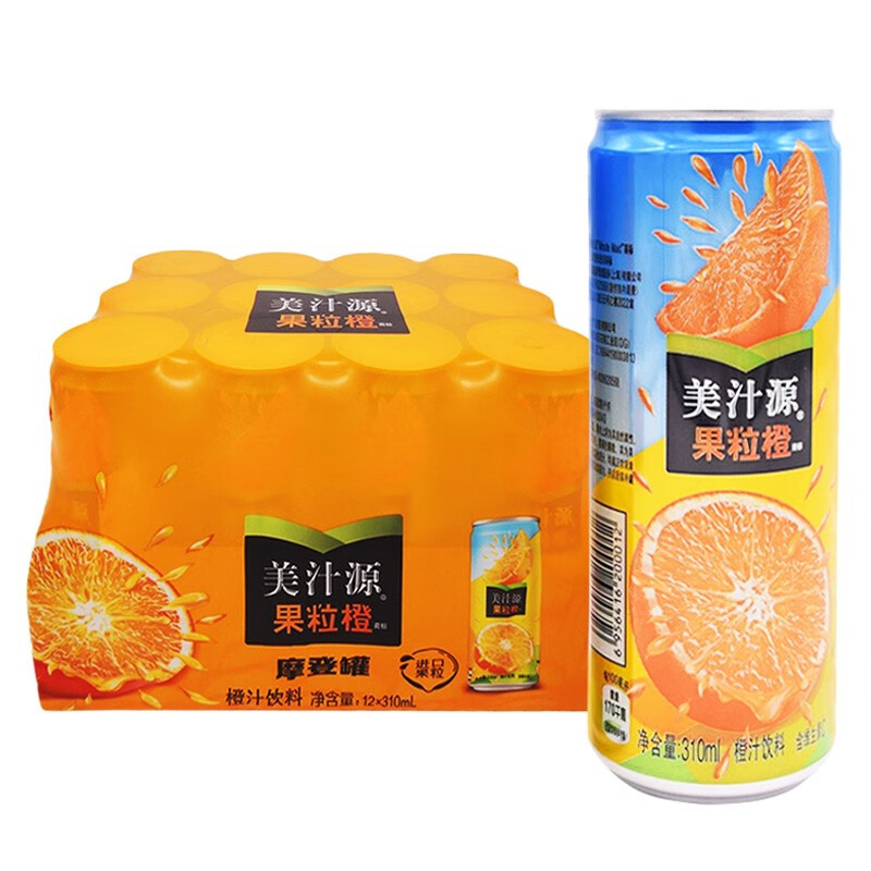 可口可乐(coca-cola) 美汁源果粒橙310ml*12罐听装整箱 橙汁饮料橘子