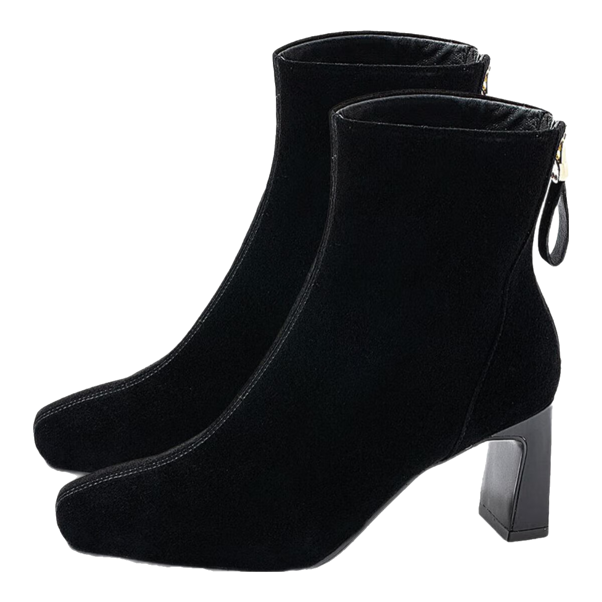 康莉商場(chǎng)新款真皮加絨時(shí)裝靴女冬季時(shí)尚粗跟高跟短靴女款中筒靴 黑色(羊皮絨面革-羽絨里) 37