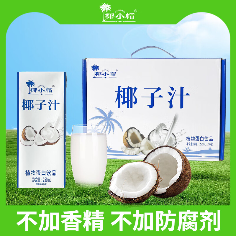 椰小帽年货海南风味椰汁饮品整箱批发植物蛋白饮料果味饮料椰奶礼盒装 白色 250ml*10盒装