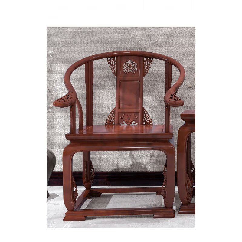 居威尼实木皇宫椅太师椅圈椅三件套茶椅围椅非洲菠萝格 菠萝格皇宫椅