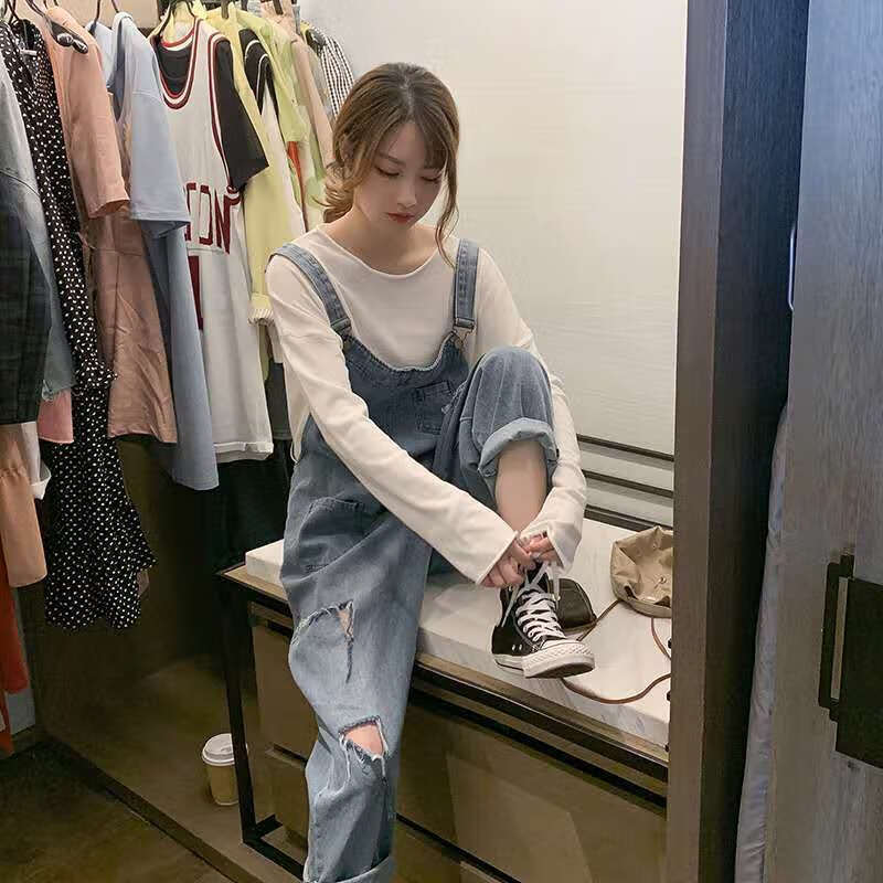 宁墅矮小个子背带裤九分夏季牛仔裤吊带裤牛仔背带裤