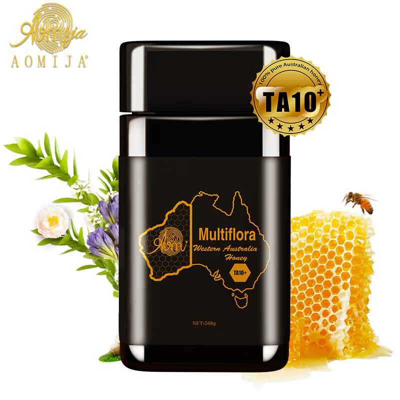 aomija新西兰麦卢卡级蜂蜜500g澳大利亚原装进口 纯正天然蜂蜜 礼盒装 纯净清甜蜂蜜 养生佳品 桉树蜜TA20+原装进口500g/罐 500克