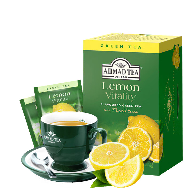 ahmad tea英国亚曼柠檬绿茶20片盒装柠檬茶水果味茶果香茶夏季冷泡茶