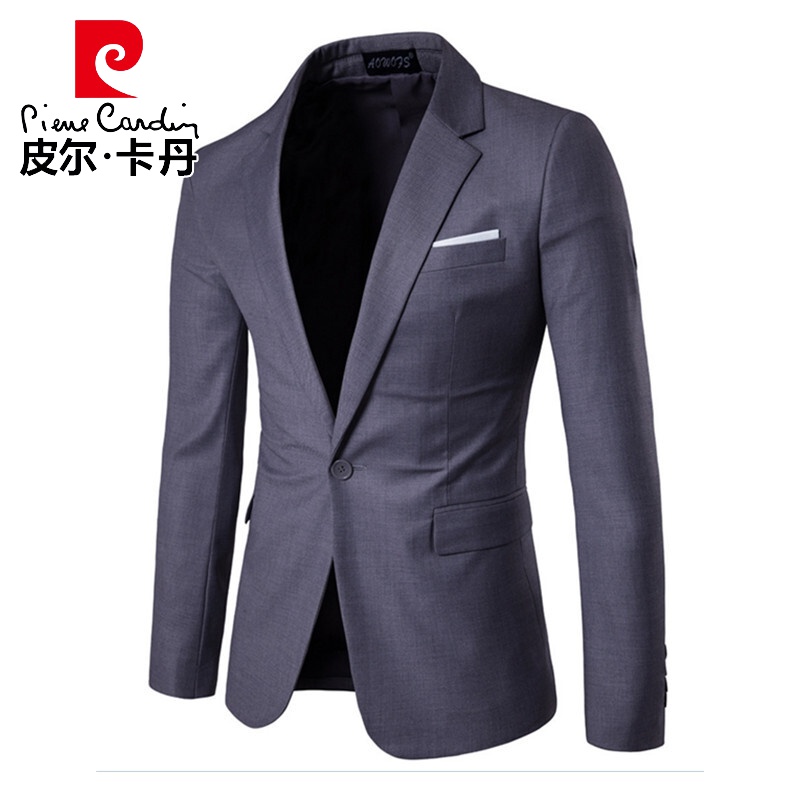 皮尔卡丹品牌高档男装 春夏季男士商务休闲小西装外套修身青年大码