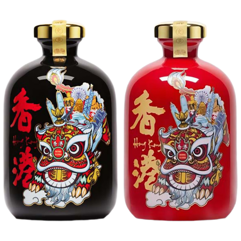 金六福一坛好酒 黑坛/红坛搭配 40.8度 兼香型白酒 500ml*2瓶 香港 醒狮