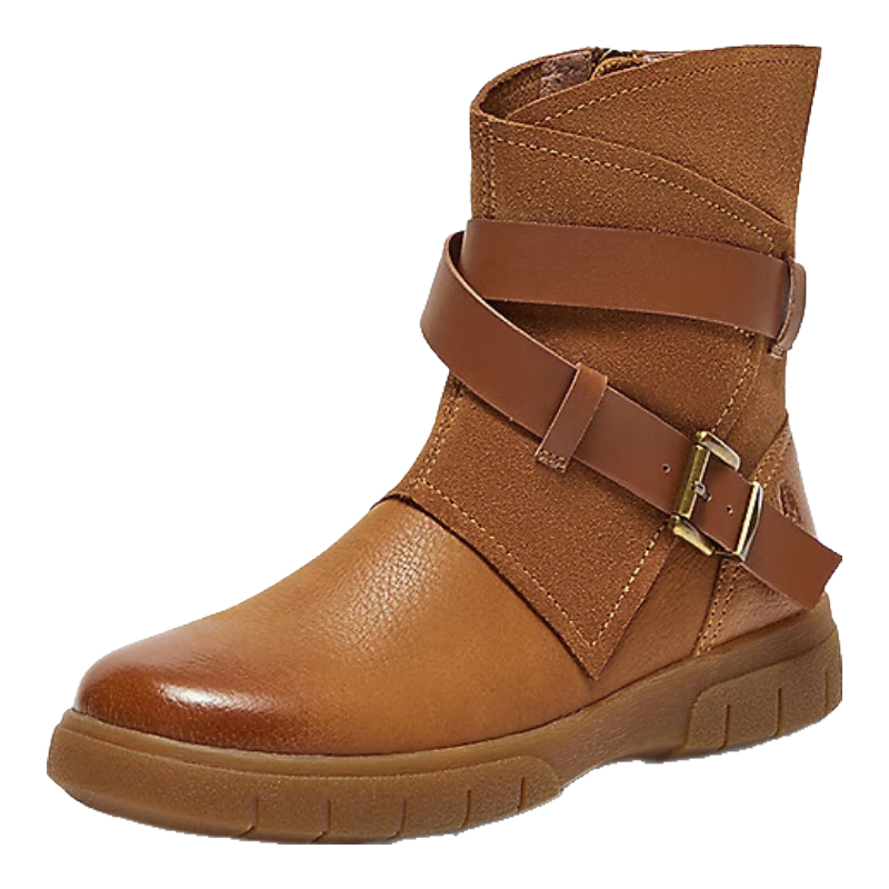 暇步士（Hush Puppies）短靴女士高幫英倫風休閑軟底皮靴D6Q13DD3 駝色（絨里） 39