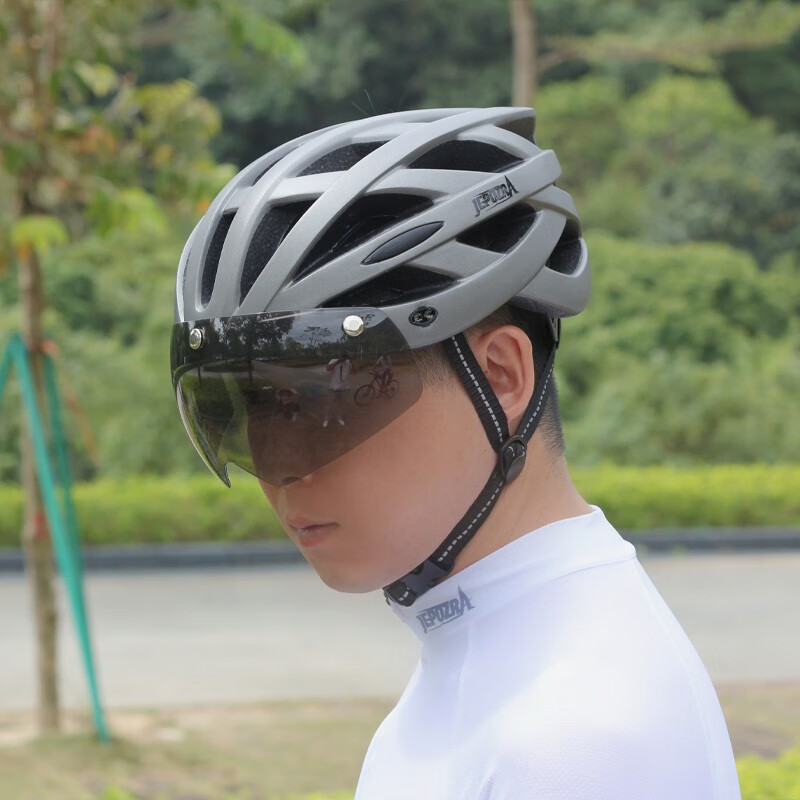 zra自行车骑行头盔磁吸风镜一体成型男女山地公路车装备戴眼镜安全帽