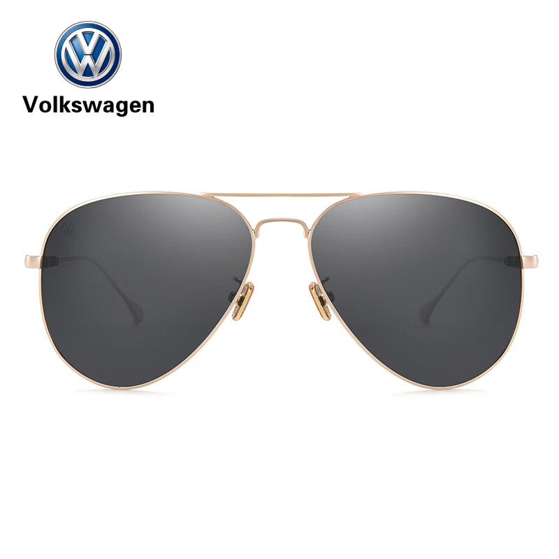 德国大众Volkswagen太阳眼镜男开车时尚墨镜036-C1-金框黑片