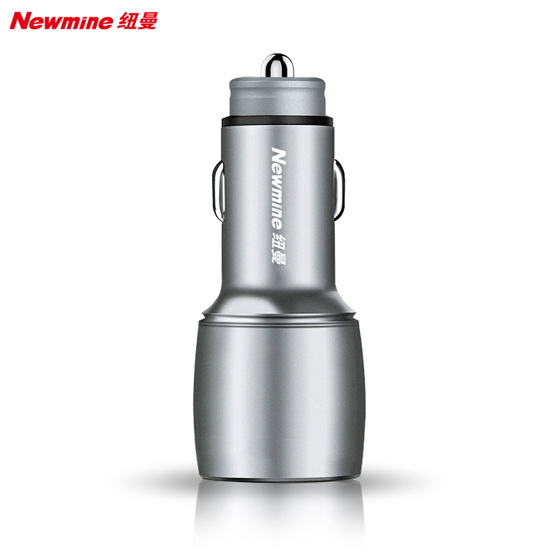 纽曼（Newmine）车载充电器QC3.0快充点烟器一拖二双USB金属车充智能控温12V/24V车通用 QC06