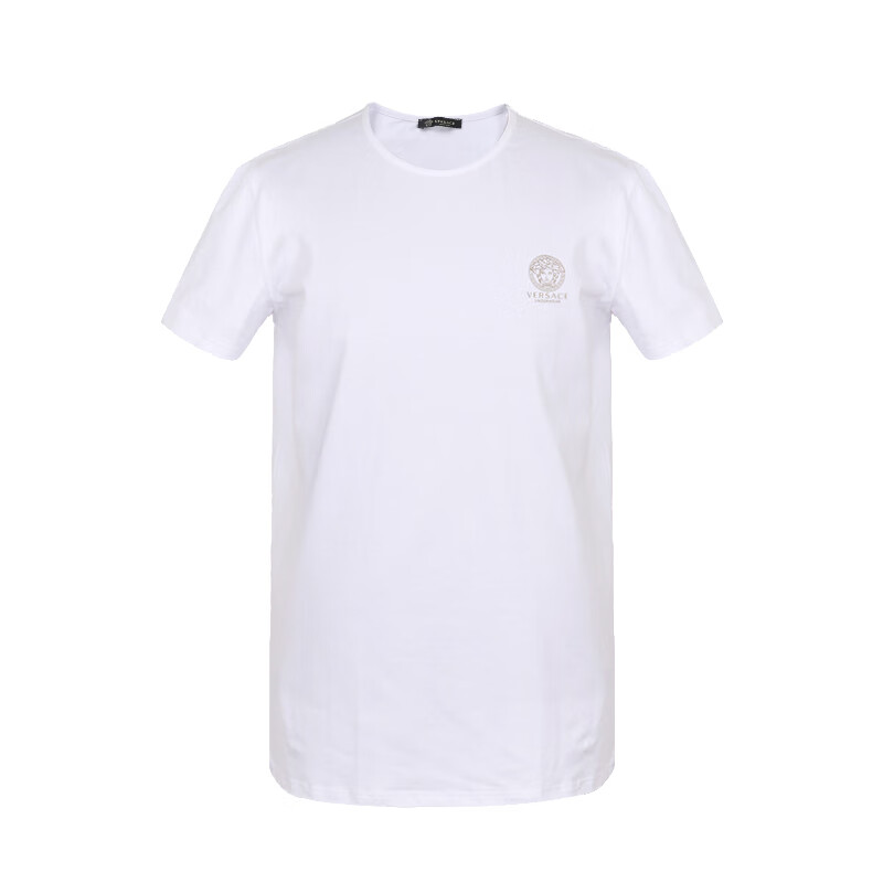 范思哲 VERSACE 奢侈品 男士棉氨纶圆领短袖T恤 白色 AUU01005 A232741 A1001 6码/XL码