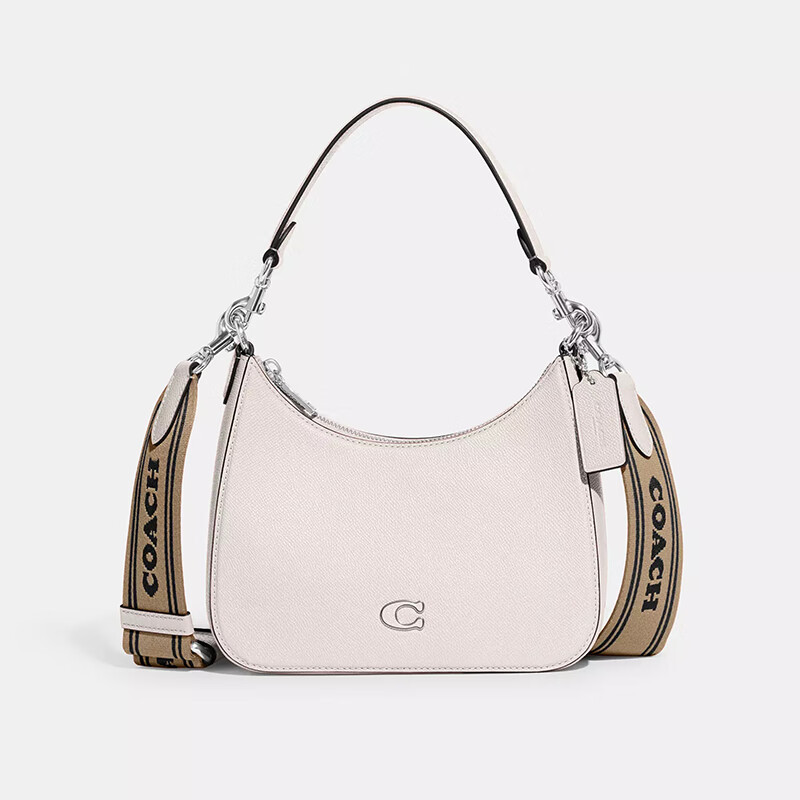 蔻驰(coach)女士包包奢侈品 hobo 经典字母c标简约纯色时尚气质单肩斜