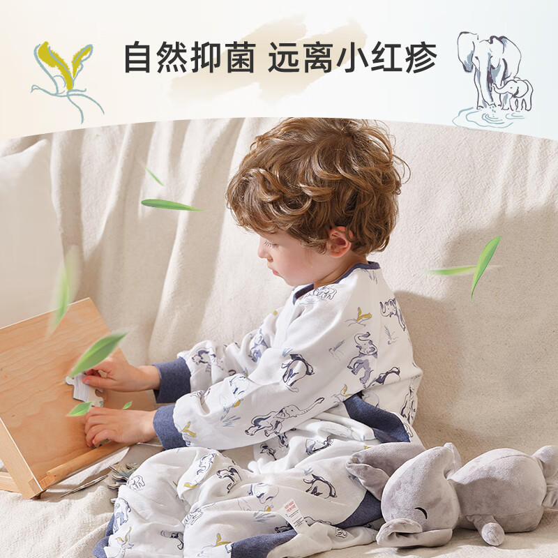 Cutelife婴儿睡袋双层短袖竹棉分腿夏季薄款纱布儿童防踢被宝宝透气睡衣 【竹棉】莲莲伴夏 室温26以上 80码 /身高65-85cm【6-18个月】