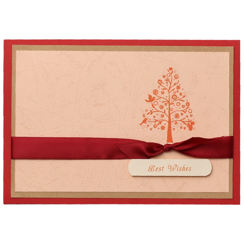 红色树子贺卡 best wishes 内页空白 带信封 定制请联系客服