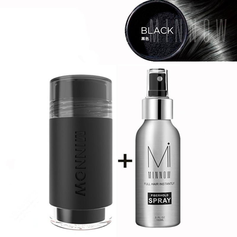 minnow头发纤维粉发际线喷雾密增视觉增加发量遮盖发缝粉1 黑色 定型
