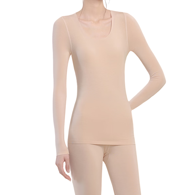 洁丽雅 GRACE莫代尔女士保暖内衣无痕修身打底亲肤秋衣秋裤套装秋冬季女款 钨黑 XL