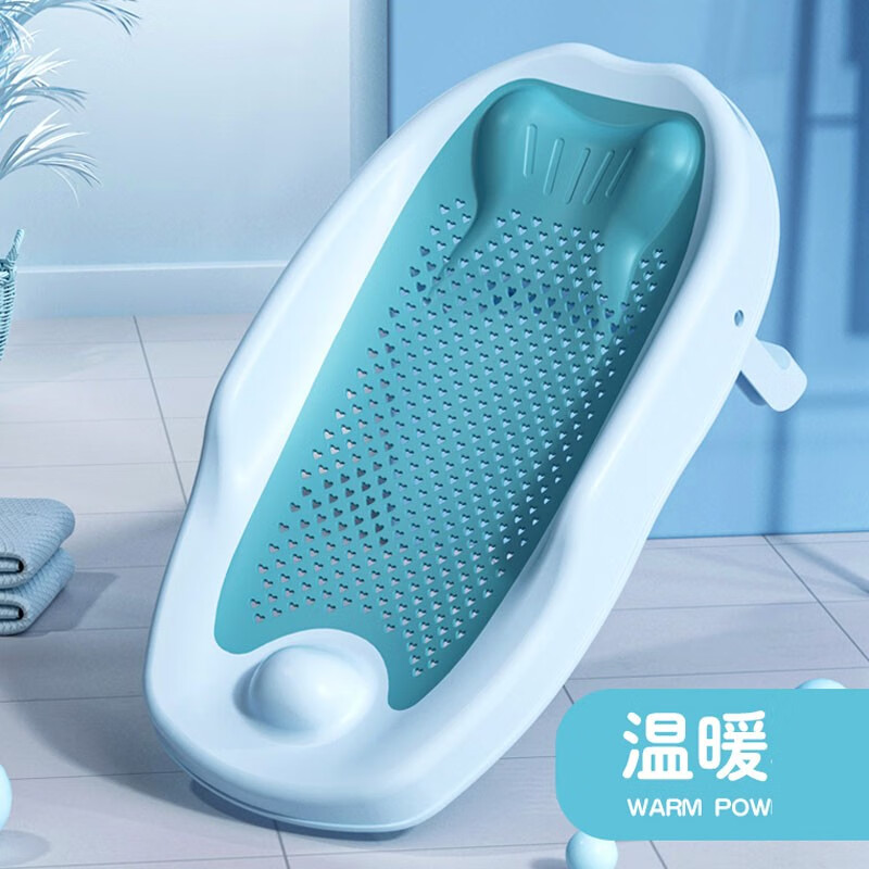 虞冕嬰兒洗澡浴網(wǎng)新生兒洗澡架防滑寶寶沐浴床沐浴架浴盆支架洗澡浴架 蘭色通用型TPE軟膠折疊洗澡架