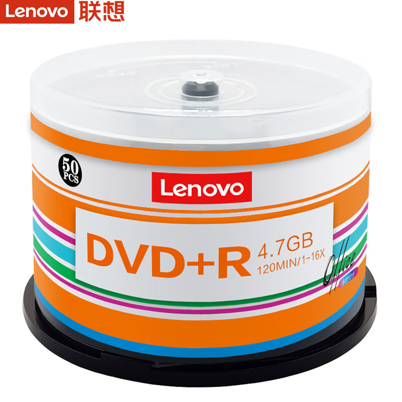 联想（Lenovo）DVD+R光盘/刻录盘 16速4.7GB办公系列桶装50片空白光盘