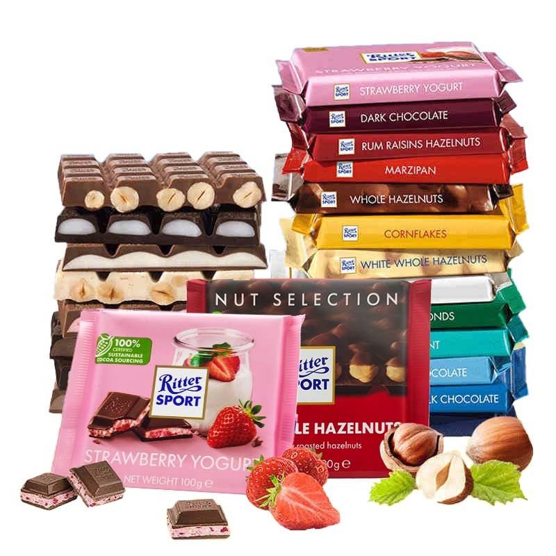0瑞特斯波德(rittersport)德国进口巧克力排块1000g 什锦巧克力糖果